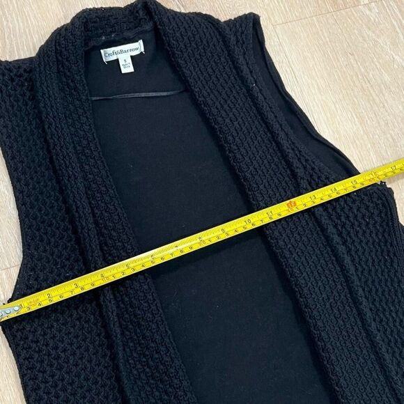 Croft & Barrow, Black Textured Knit Pointed Draped Open Front Vest Women’s Small - Picture 5 of 12